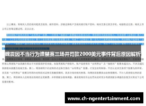 魏震因不当行为遭禁赛三场并罚款2000美元事件背后原因解析